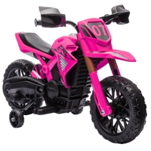 AIYAPLAY Moto Eléctrica para Niños de +3 Años Moto de Batería para Niños 12V con Ruedas Auxiliar y Bocina Carga 30 kg Rosa