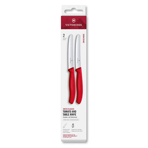 Victorinox Swiss Classic Red 11cm Serrated 2 Piece Tomato & Table Knife Box Set
