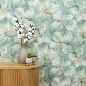 Erismann Liquid Aura Floral Turquoise Metallic Wallpaper - 10514-18