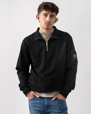 Moose Knuckles Hartsfield Mens 1/4 Zip Sweatshirt - Black 292