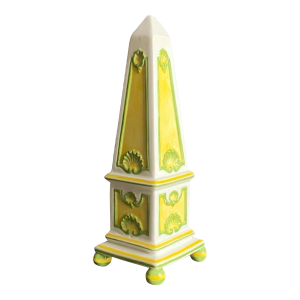 Vintage Mid 20th Century Italian Hand Painted Obelisk - 9.5”