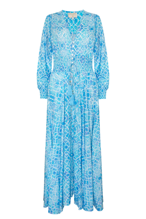 Azure Mosaic St Tropez Maxi Dress (M/L)
