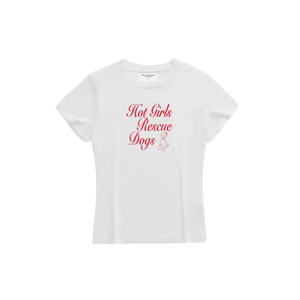 Hot Girls Rescue Dogs Baby Tee White (M)