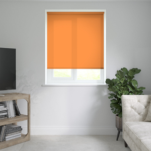 No Drill Gemini Apricot Orange Roller Blinds: 1185mm x 1185mm Recess