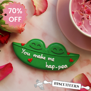 Biscuiteers Hand-Iced You make me hap-pea letterbox biscuit