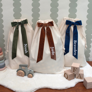 Mabel & Fox - Personalised Velvet Bow Gift Sack