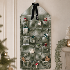 Mabel & Fox - Personalised Green Gingham Ruffle Advent Calendar - Velvet Bow
