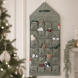 Mabel & Fox - Personalised Green Gingham Advent Calendar - Embroidered