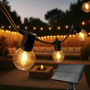 5.5m Solar LED Lichterkette - 2200K - 12V - IP54 - Inkl. LED Lampen - G40 - Plug & Play