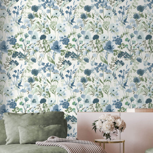 Catherine Lansfield Countryside Floral Blue Wallpaper - 206543
