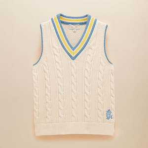 Joules Cream Deuce Cable Knit Vest Size L