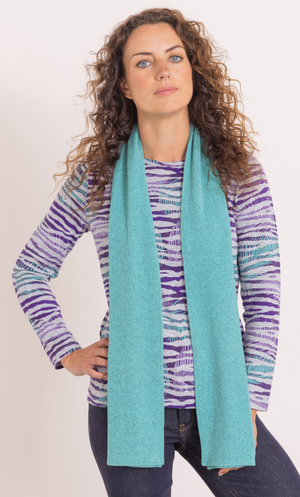 Anna Rose Printed Brushed Knit Top With Scarf - Grey/Marl/Aqua/Purple