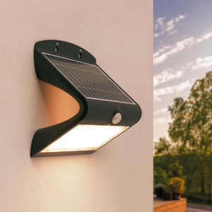 Solar Wandleuchte mit Bewegungssensor - Schwarz - 8W - 3000K