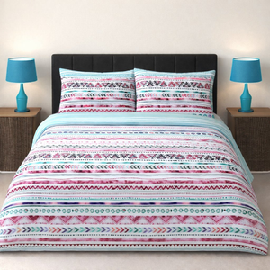 Luna Pink & Green Cotton Rich Duvet Cover Set