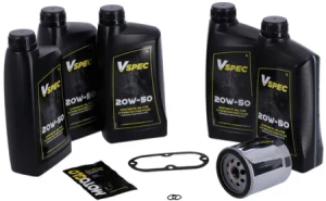 Vspec Fully Synthetic Service Kit With Chrome Filter For 1999-2006 Harley Davidson Softail & 1999-2005 Dyna (GRBRT21)