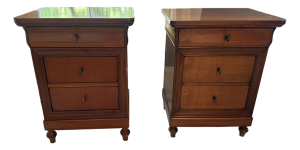 1980s Pair of Morelato Italian Cherry Wood 3-Drawer Nightstands