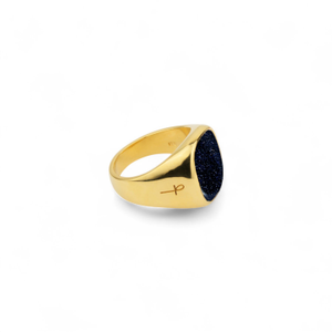 Blue Goldstone Signet Gold Small (O (UK))