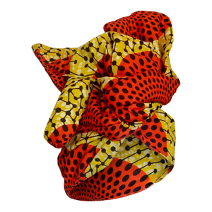 Twisturban Turban In Yellow With Orange Bursts