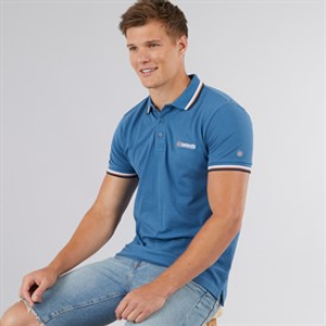 Lambretta Mens Triple Tipped Polo Shirt Dark Blue White Cork Navy