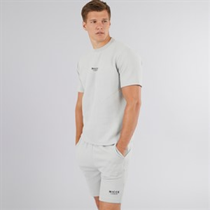 NICCE Mens Norrow T-Shirt And Shorts Co-Ord Set Chalk Grey
