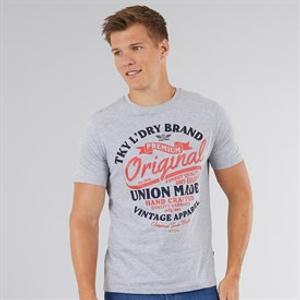 Tokyo Laundry Mens Montrose T-Shirt Light Grey Marl