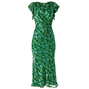 Fleur De Lys Midi Dress In Green Botanical (L)