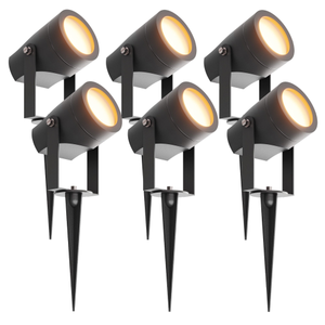 6x Spot à Piquer LED d'Extérieur - IP44 - 1W - 3000K - Câble 1M - Noir