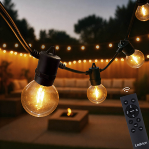 45m LED Lichterkette mit Fernbedienung - 2200K - 12V - IP54 - Verknüpfbar - inkl. 75 LEDs - G40 - Plug & Play