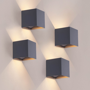 4x LED Wandleuchte USB Aufladbar Anthrazit – Kabellos – 4400 mAh Akku – Für den Innen- und Außenbereich geeignet - LUX Sensor