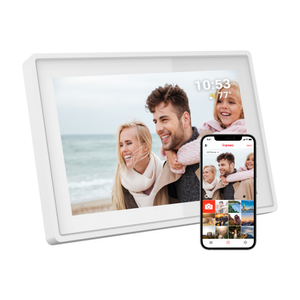 Digitaler Bilderrahmen - WLAN und Frameo App - Bilderrahmen 10 Zoll - Touchscreen - Weiß