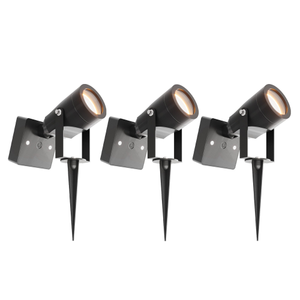 3x LED Solar Gartenstrahler - IP65 - 3000K - Schwarz