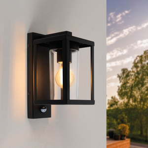 Applique Murale Moderne d'Extérieur Avec Capteur - Noir - IP44 - Raccord E27