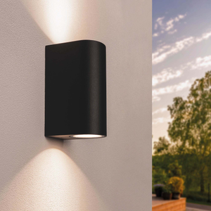 LED Wandleuchte - Dimmbar - IP54 - GU10 Fassung - Up & Down - Schwarz  - Innen- und Außenbereich - Santa Barbara