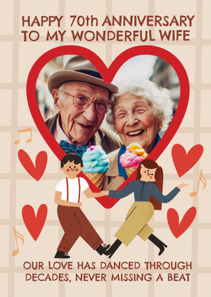 Happy 70th Anniversary To My Wonderful Wife Photo Upload Card