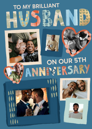 Brilliant Husband 5th Anniversary Photo Upload Card