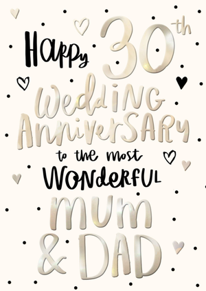 Happy 30th Wedding Anniversary Mum & Dad Typography Card