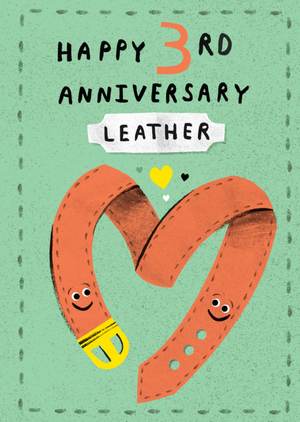 Happy 3rd Anniversary Leather Card