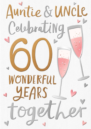 Auntie And Uncle 60 Wonderful Years Together Typographic Card