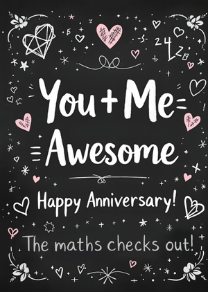 You & Me The Maths Checks Out Typography Anniversary Card
