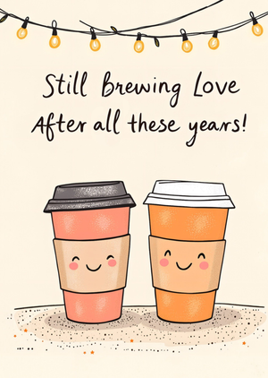 Still Brewing Love Hot drinks Illustrated Anniversary Card