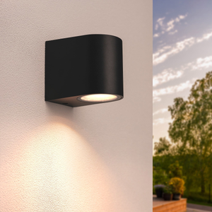 LED Wandleuchte - Dimmbar - IP54 - GU10 Fassung - Schwarz  - Innen- und Außenbereich - Sacramento