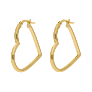 New 9ct Yellow Gold Heart Shaped Creole Earrings