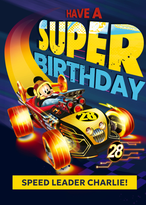 Disney Mickey And Friends Have A Super Birthday Racing Illustrated Card