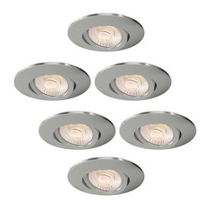 6x LED Einbaustrahler Nickel - IP65 - 4W - CCT - 5 Jahre Garantie - Geeignet für das Badezimmer