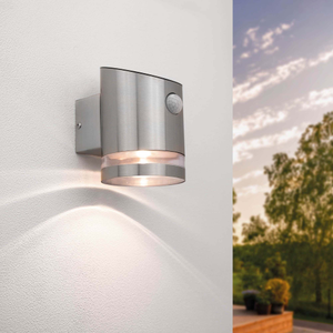 Solar Wandleuchte mit Sensor Elara - 3000K - IP44 - Edelstahl