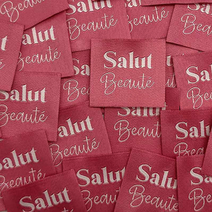 Lot de 5 étiquettes tissées à coudre Salut Beauté rose indien