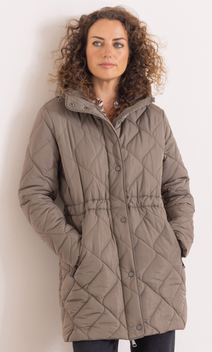 Anna Rose Quilted Hooded Coat - Mocha