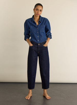 Nixi Organic Cotton Stretch Denim Barrel Jeans - UK 16 | EU 42 | US 12 / Dark Denim