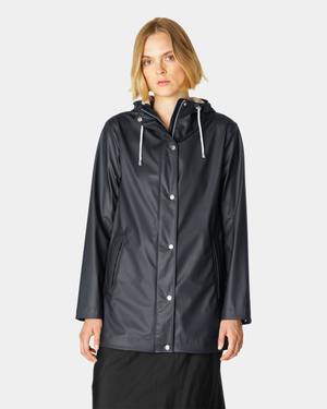 Ilse Jacobsen Rain Womens Short Rubberised Raincoat - Dark Indigo 660