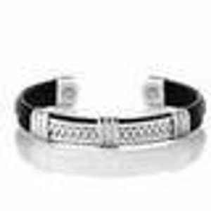 Leatherette cuff - silvertone